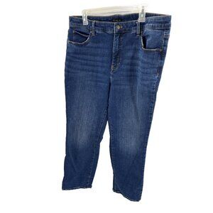 Talbots Womens 16P Straight Leg Jeans Blue Denim Stretch Petite High Rise